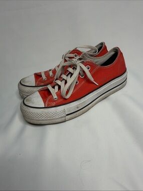 Converse Red Canvas Low-Top Sneakers with White Laces